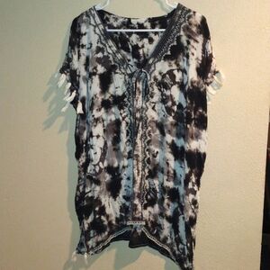 Surf Gypsy Tie-dye Embroidered Beach Coverup Boho Festival S